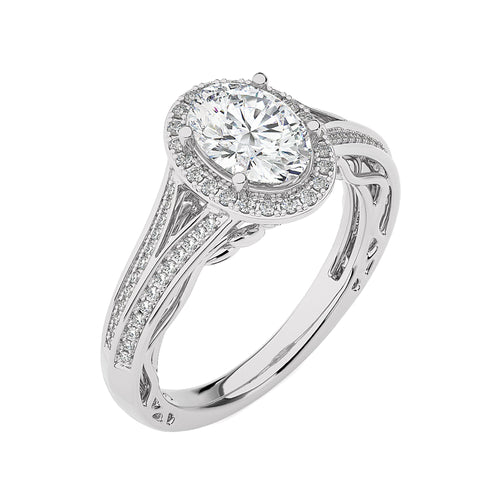 Aureola Split Shank Bazel Halo Diamond Engagement Ring