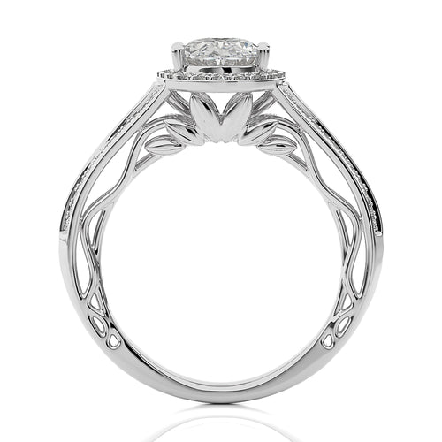 Aureola Split Shank Bazel Halo Diamond Engagement Ring