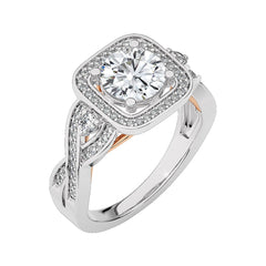 Vintage Style Diamond Halo Engagement Ring