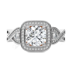 Vintage Style Diamond Halo Engagement Ring