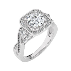 Vintage Style Diamond Halo Engagement Ring