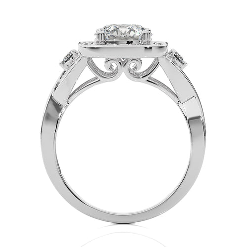 Vintage Style Diamond Halo Engagement Ring