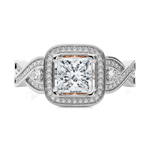 Vintage Style Diamond Halo Engagement Ring