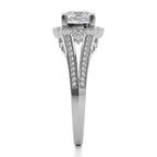 Starbrust Double Row Split Shank Diamond Halo Engagement Ring