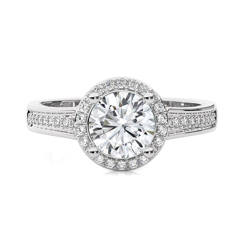 Floral Bouquet Halo and Bazel Diamond Engagement Ring