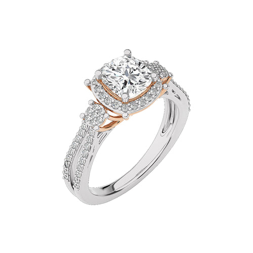 Collette Classic Bazel and Halo Diamond Engagement Ring