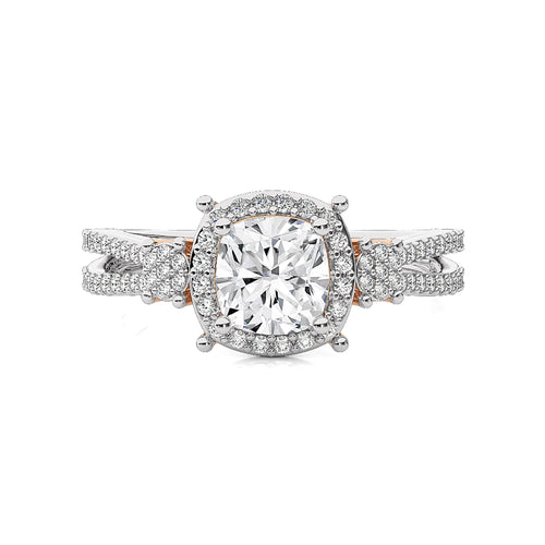 Collette Classic Bazel and Halo Diamond Engagement Ring