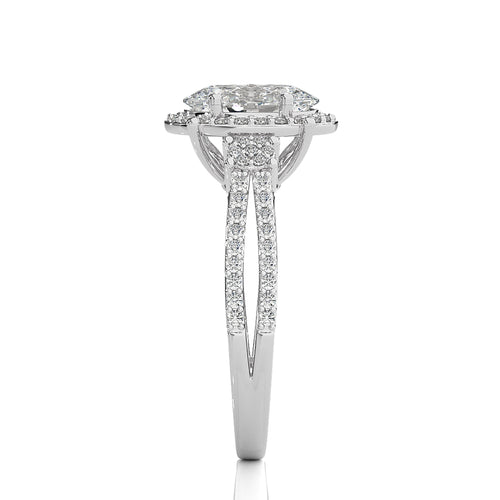 Collette Classic Bazel and Halo Diamond Engagement Ring