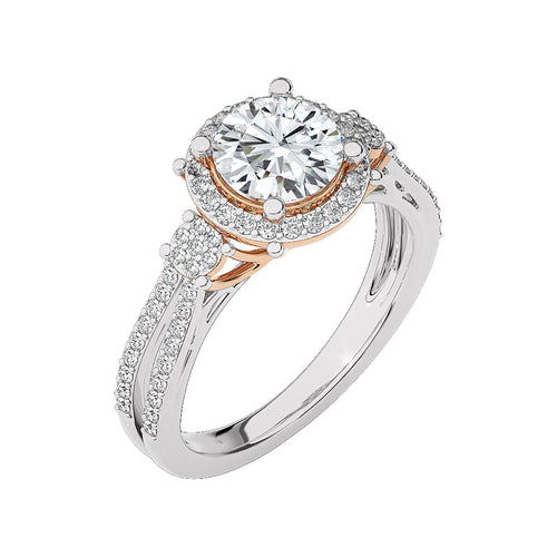 Collette Classic Bazel and Halo Diamond Engagement Ring