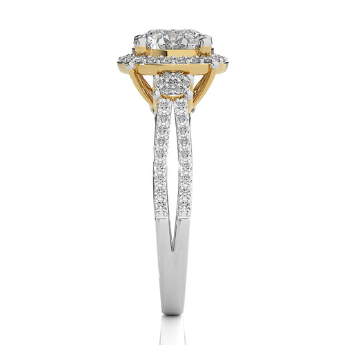 Collette Classic Bazel and Halo Diamond Engagement Ring