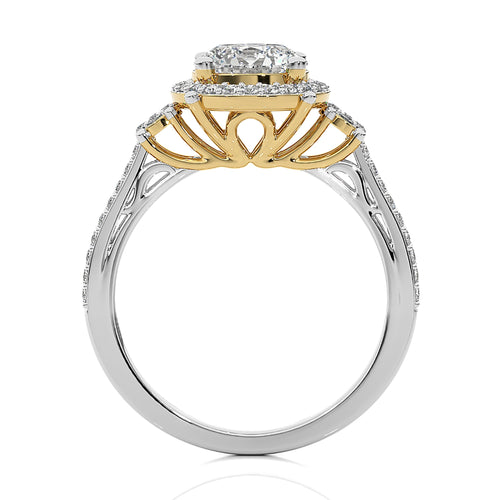 Collette Classic Bazel and Halo Diamond Engagement Ring