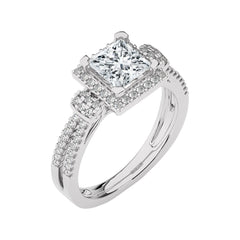 Attic Double Row Halo and Bazel Diamond Engagement Ring