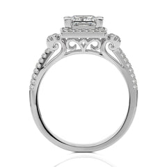 Attic Double Row Halo and Bazel Diamond Engagement Ring