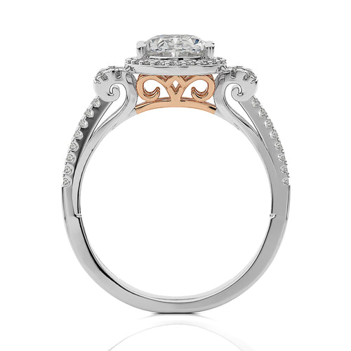 Attic Double Row Halo and Bazel Diamond Engagement Ring