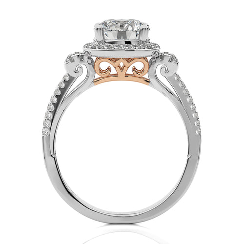 Attic Double Row Halo and Bazel Diamond Engagement Ring