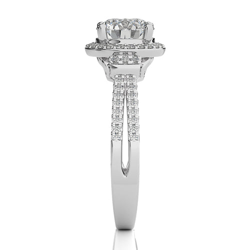 Attic Double Row Halo and Bazel Diamond Engagement Ring