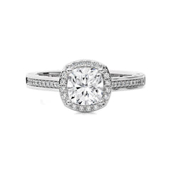 Petite Halo and Bazel Style Diamond Engagement Ring