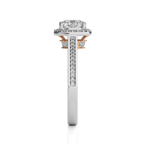 Petite Halo and Bazel Style Diamond Engagement Ring