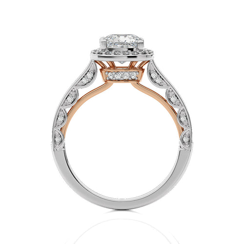 Petite Halo and Bazel Style Diamond Engagement Ring