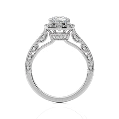 Petite Halo and Bazel Style Diamond Engagement Ring