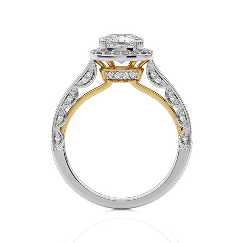 Petite Halo and Bazel Style Diamond Engagement Ring