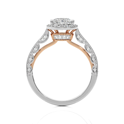 Petite Halo and Bazel Style Diamond Engagement Ring