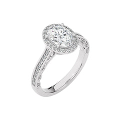 Petite Halo and Bazel Style Diamond Engagement Ring