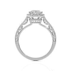 Petite Halo and Bazel Style Diamond Engagement Ring