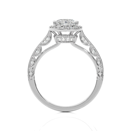 Petite Halo and Bazel Style Diamond Engagement Ring