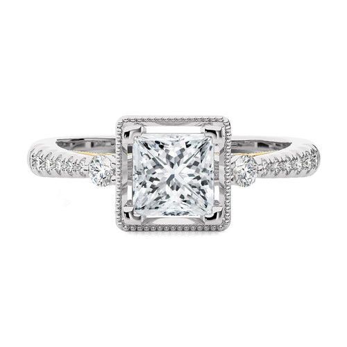 Vintage Style Diamond Halo Engagement Ring