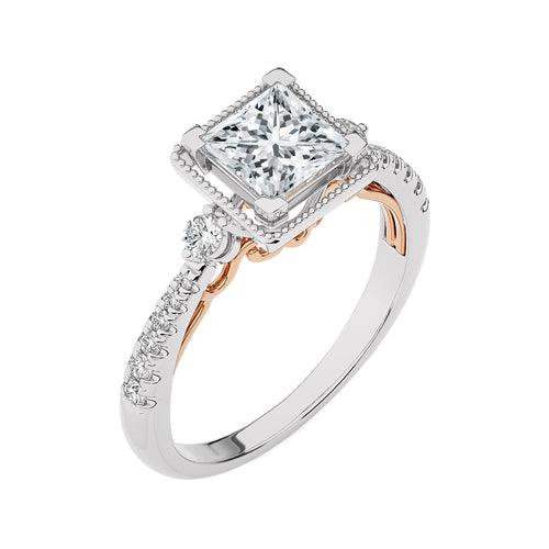 Vintage Style Diamond Halo Engagement Ring