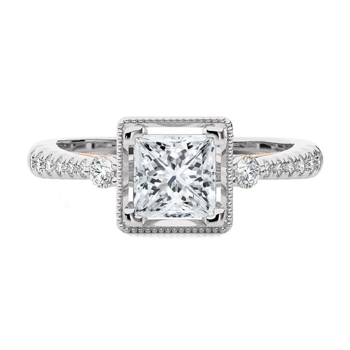 Vintage Style Diamond Halo Engagement Ring