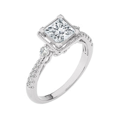 Vintage Style Diamond Halo Engagement Ring