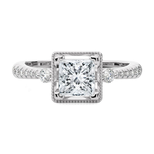 Vintage Style Diamond Halo Engagement Ring