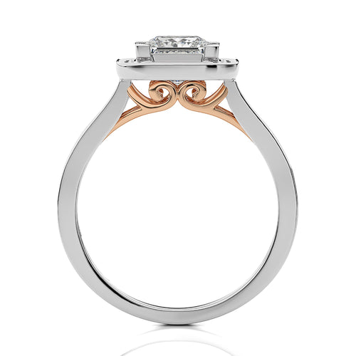 Contemporary Diamond Halo Engagement Ring