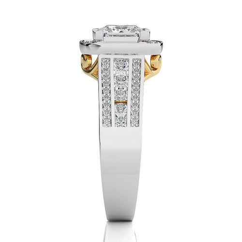 Contemporary Diamond Halo Engagement Ring